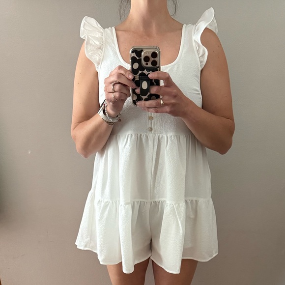 White Ruffle Romper - Picture 3 of 3